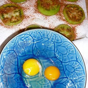 9/14/12
Fried Green Tomatoes with Duck Eggs!