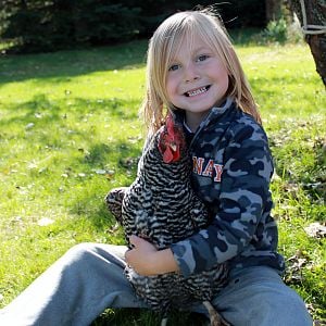 My brother Rush and my Barred Plymouth Rock Whitie.