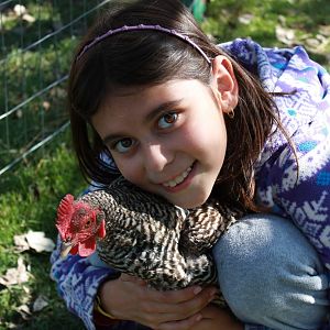 Me and my Barred Plymouth Rock Blackie.