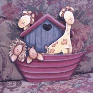 A Noah's ark baby gift. I cut this out and painted it for one of my daughter's teachers.