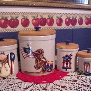 An Americana themed canister set I painted.