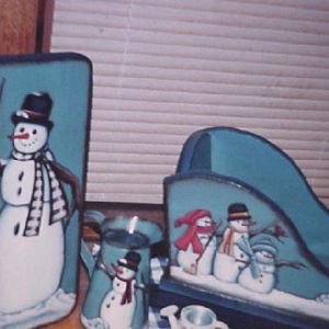 Some snowman decorations I painted for a craft show.
