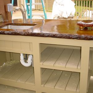 One side of the outdoor kitchen area.