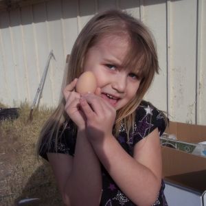 My 4 year old is very excited about our first pair of eggs.