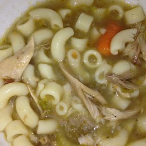 And the finished product, home made chicken soup.  YUMMY!