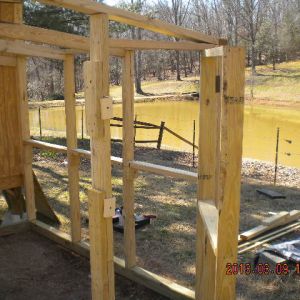 Custom made door swings out towards garden.
