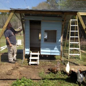 Repurposed an old playhouse into my new coop! :D still have to build a roost and nesting boxes, but my chickens love it.