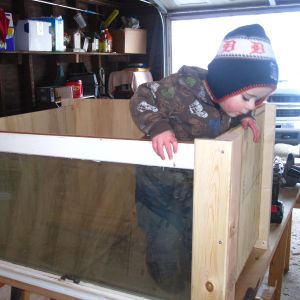 window insert to make it easy for boy yo see in if he decides to quit playing in it.