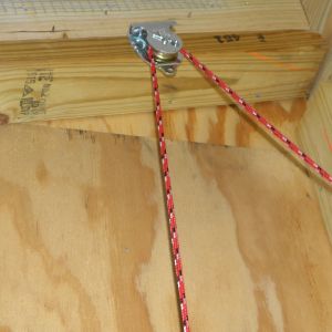 Pully to open the door the chicken door. Haven't got fancy yet with an electric door.