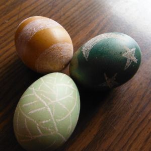 blown out and dyed brown eggs