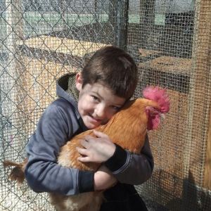 *Garrett with our sweet Rooster Browning