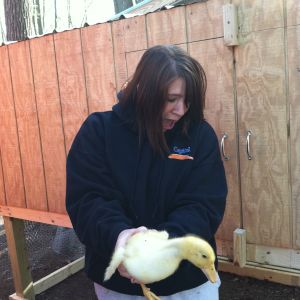 The duck spit on her.
(4/23/2013)