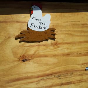 I made a sign for my chicken coop. "Meet the Flockers" lol