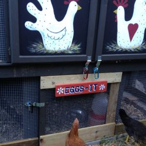 Added a "downstairs" and a door to the outside, complete with an "eggs-it" sign. ;-)