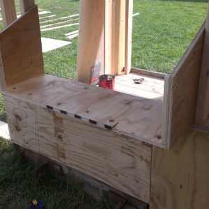 Beginning steps of my external nest box for easy access to the eggs. This was another idea I got from an internet search. I have always said, if I can "Google" it, I can do it!