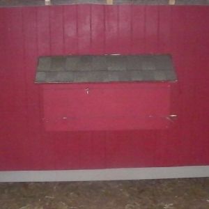 Outside of rear of coop, nest box hatch