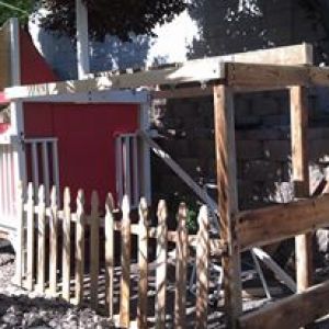 The only major component not recycled was the picket fence.  Even the wire was salvaged "Tortoise Fence" from a construction project.