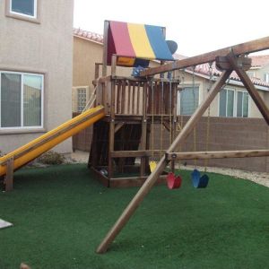 It was a nice playset when it was new but the wood was getting old and sun damaged.