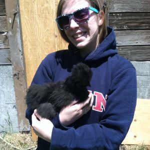 My friend Molly and her favorite Silkie, Slim!
