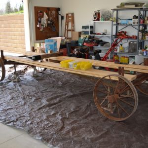 We started with an old wagon frame we had back in our woods.