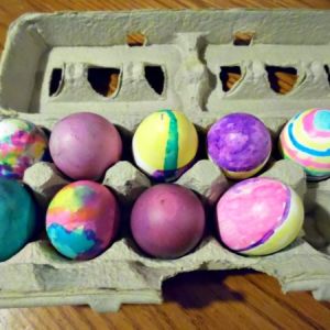 grand daughters painted eggs at Easter.