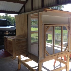 Our new henhouse in progress. Needs to be painted and trim added:)