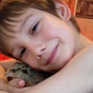 My son and his chick "Nook"