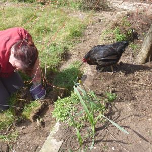 Beatrix and I digging for worms.