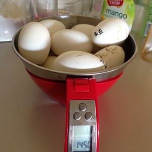10 eggs weighting a grand 1450 grams