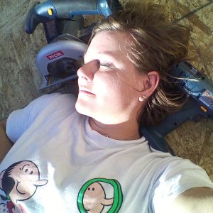 Putting my roof on. I am so tired at this point. Just need a short nap :)