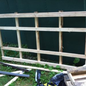 the base to a snowmobile crate, all 2x3s and 1x3 lumber, even reused the screws.