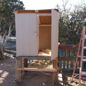 hinged door in the front of the hutch.