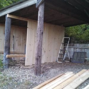 The shell of the "work shop" and indoor coop.