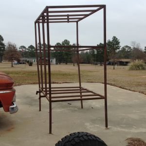 Old bent deer stands with legs cut off... Not real square but were gonna make the best of it