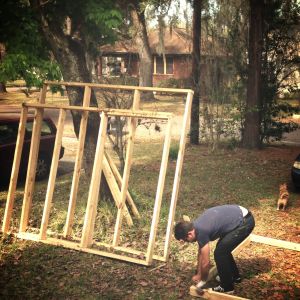 Building the walls for the run.