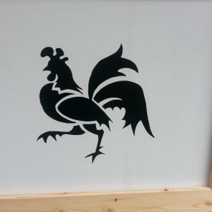 added rooster deals to each end of the brooder made the decals this morning if anyone would like any rooster decals please message me for prices