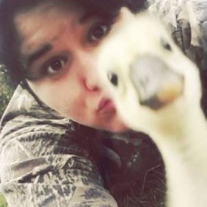 One of my Brown Chinese Goslings named Sergeant! He's a loud little fella!
