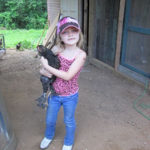 My daughter, Charlie with one of her fav GL Brahma chicks...