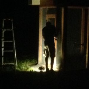DH working in the dark- when he gets on a roll, there's no stopping him!