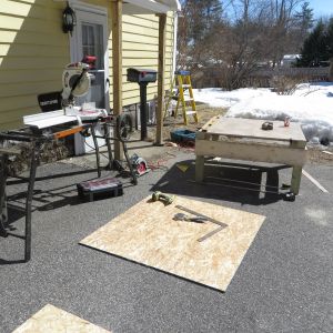 First day of coop building was 25 degrees with a foot of snow still in the yard