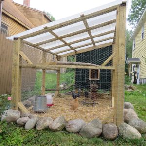 The finally completed coop and run! (Okay, it still needs more paint and dividers added to the nest boxes... will this project ever end??)