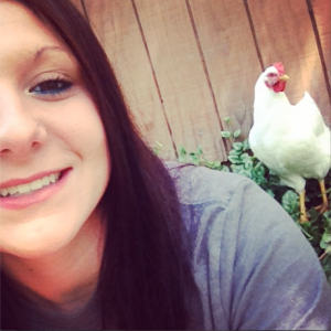 Me taking a selfie with my chicken lol