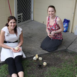 Elizabeth and I with my chooks. 2013.