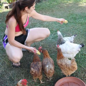 Me feeding the chickens.