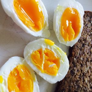 My free roam buff Orpington's eggs. Grass-fed, bug fed, veggie fed. Minimum of processed layer feed...