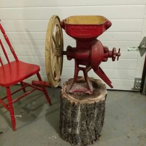 Just finished up hand grinding our very first batch of chicken feed with this antique Massey Harris No. 4 Cast Iron Grinder. Not even sure how old this baby is but it worked just great. Now tomorrow will see if the chicken will like our creation or not.