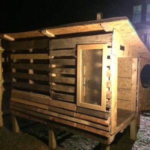 Window is installed and side 2 of pallet siding started. 
Nov 9 2014
