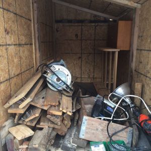 Inside the coop. Nesting box is installed, just need to cut out the closed up part once the chicks are old enough. Great place to store tools instead of dragging them in and out of the house every day. 
Nov 12 2014