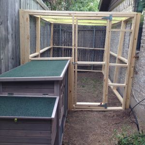 So here is our coop & Run. We bought the coop & put together. We built the run. A friend who is handy w/ tools helped me.