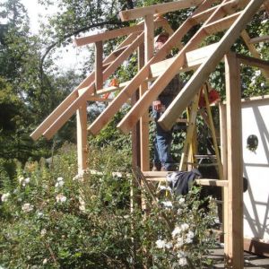 Framing the upper dormer where the ventilation window will be.